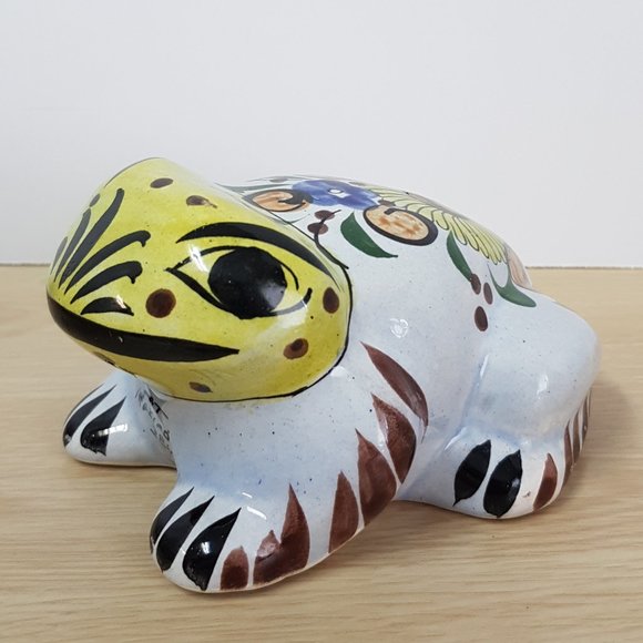 Mexican Hand Painted Pottery Frog - Picture 2 of 11